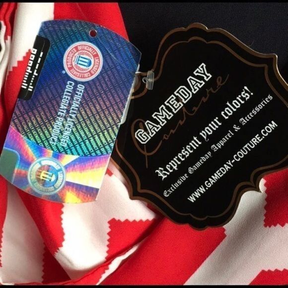 Texas Tech Game-day Couture Scarf Red& Shite with black glitter lettering - Picture 3 of 3